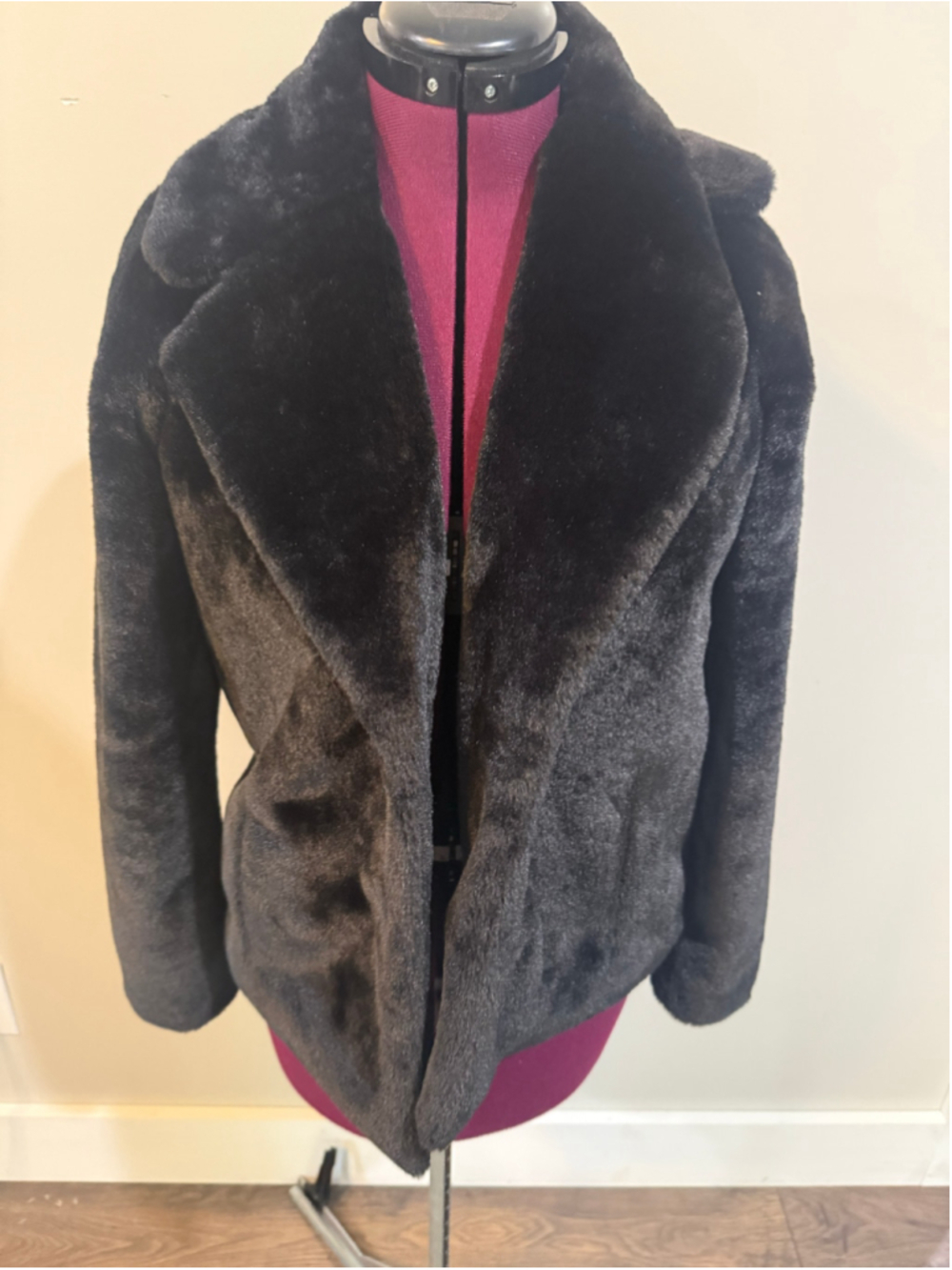 Express Black Faux Fur Coat XS Winter Holiday